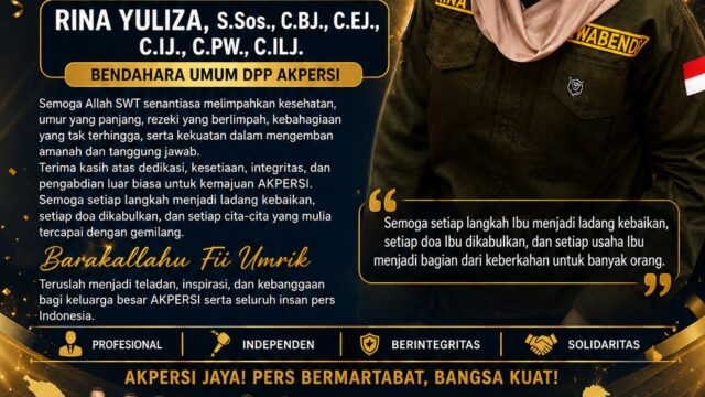 KELUARGA BESAR AKPERSI Sampaikan Ucapan Selamat Ulang Tahun kepada Bendahara Umum DPP AKPERSI Rina Yuliza, S.Sos., C.BJ., C.EJ., C.IJ., C.PW., C.ILJ.